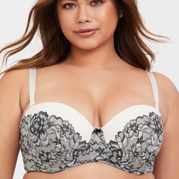 Lace Print Push Up Strapless Bra - Picture 1 of 3